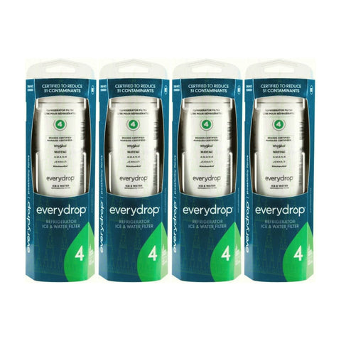 4 Packs Everydrop by Whirlpool Ice and Water Refrigerator Filter 4