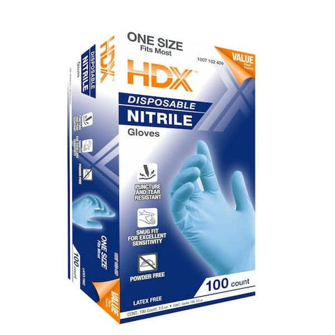 Blue 3.5 mil Disposable Nitrile 1-Size Fits Most (100-Count)