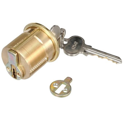 Mortise Cylinder, 1-1/4 in., Solid Polished Brass, 5 Pin Tumbler